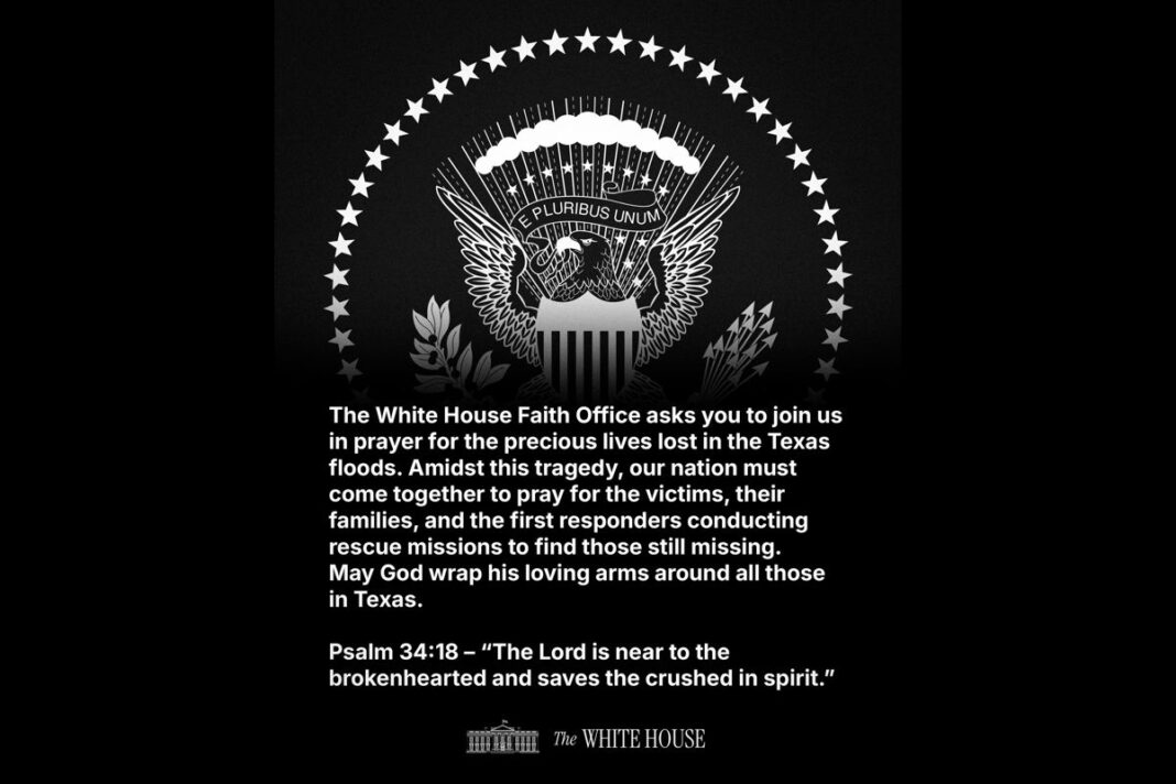 White House Faith Office asks us to join and pray for Texas floods victims.