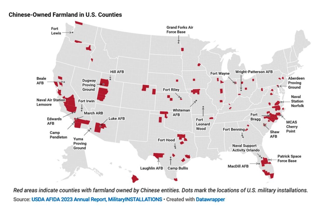 Chinese Owned Farmland in U.S. Counties