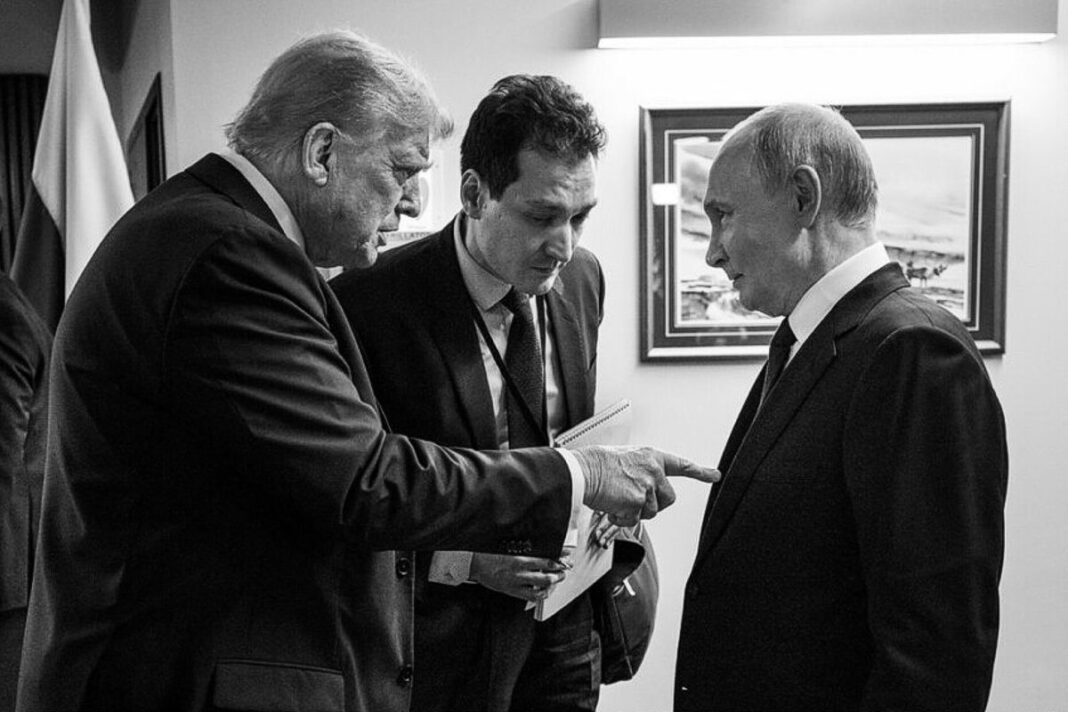 Trump points his finger at Putin's chest
