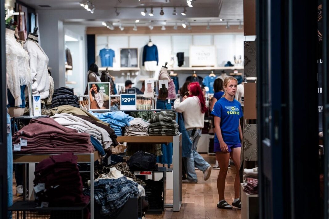 American Eagle Outfitters store at the Mall of America in Bloomington, Minn., on Aug. 29, 2025.