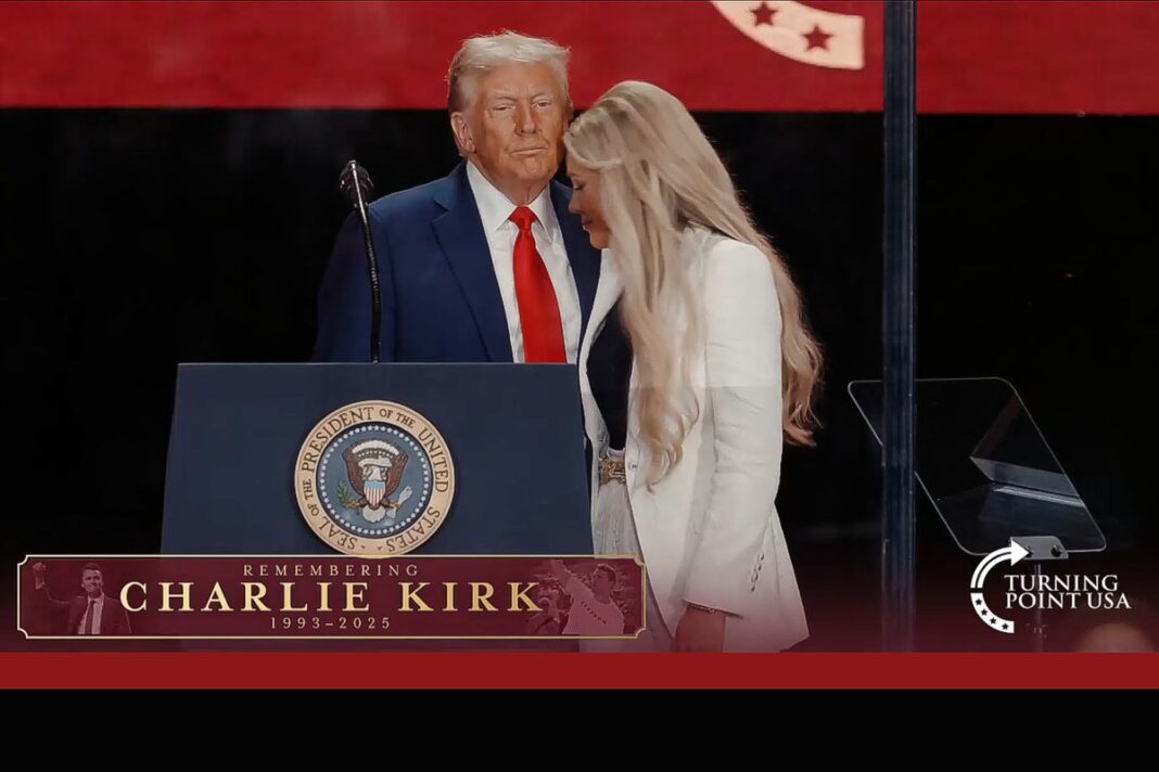 President Trump and Erika Kirk at Charlie Kirks Memorial Service