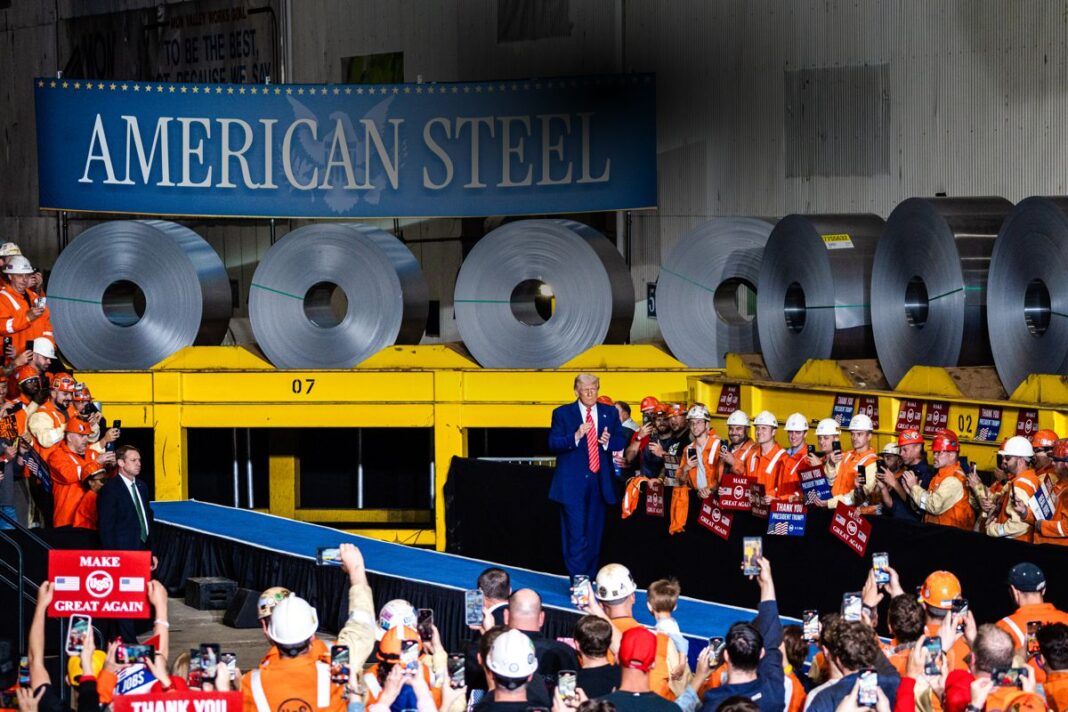 President Donald Trump arrives to deliver a speech at the U.S. Steel Corporation – Irvin Works in West Mifflin, Pa., on May 30, 2025.