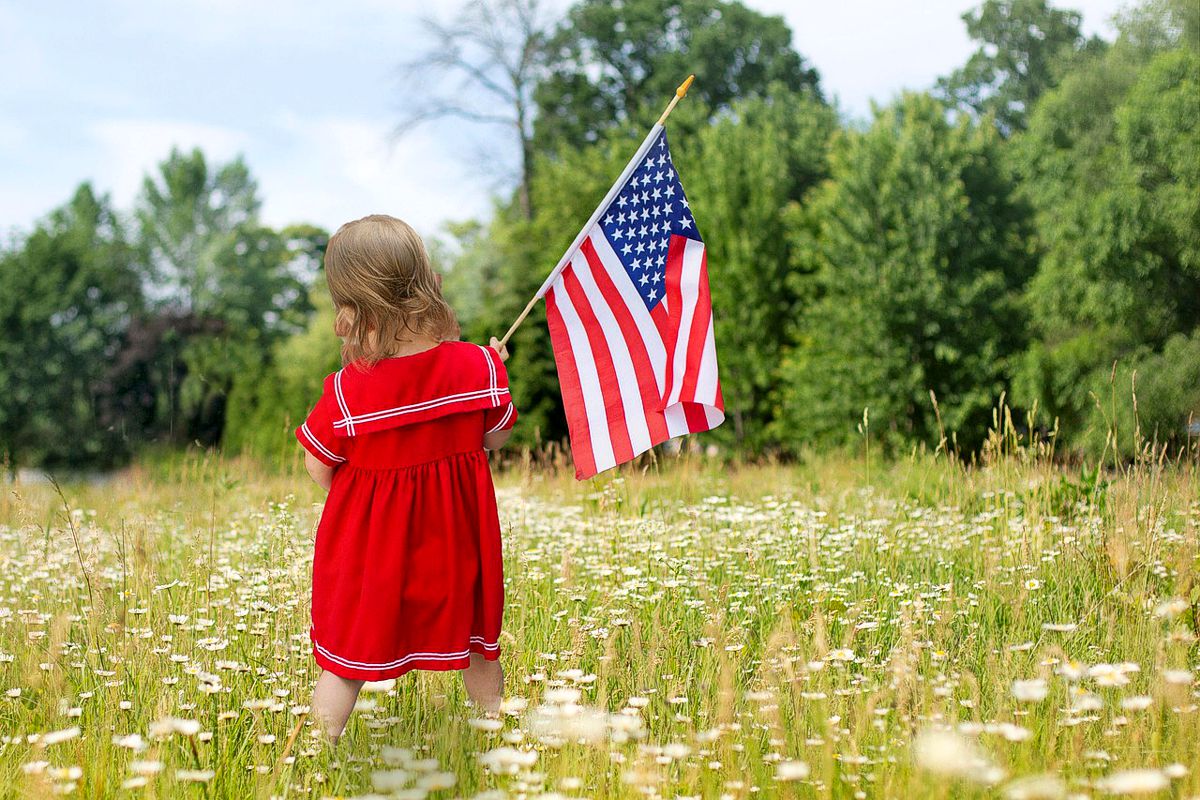 Litlte girl with American Flag
