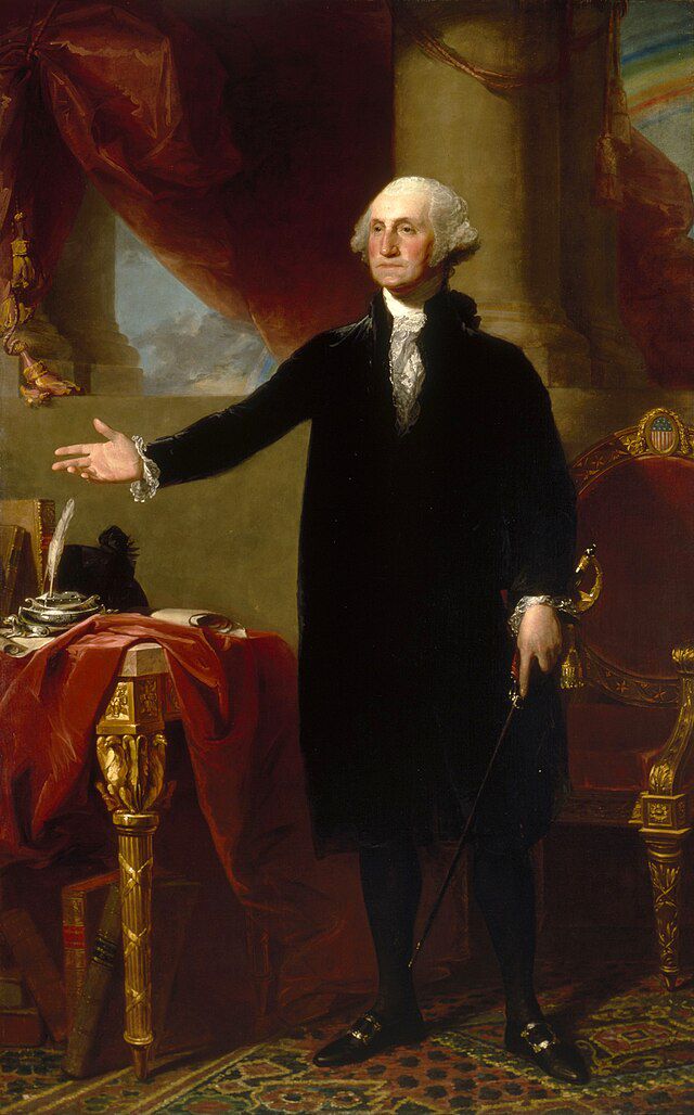 George Washington (Lansdowne portrait) by Gilbert Stuart, oil on canvas, 1796