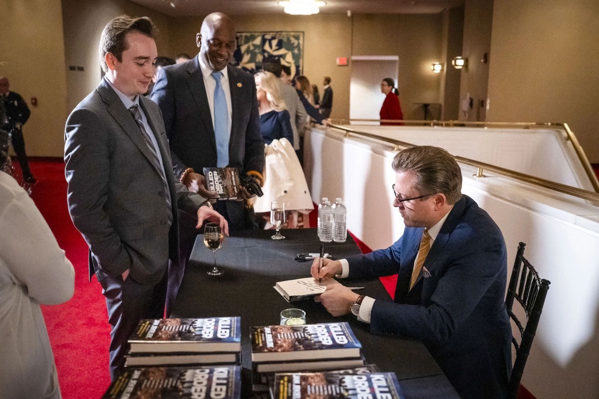 Jan Jekielek at his book launch at the Trump-Kennedy Center in Washington on March 16, 2026.
