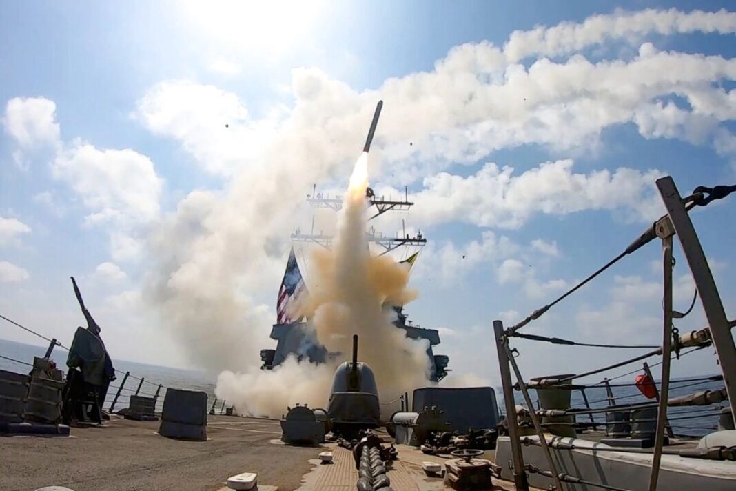 Missile launched from US Navy ship on Feb. 28, 2026.