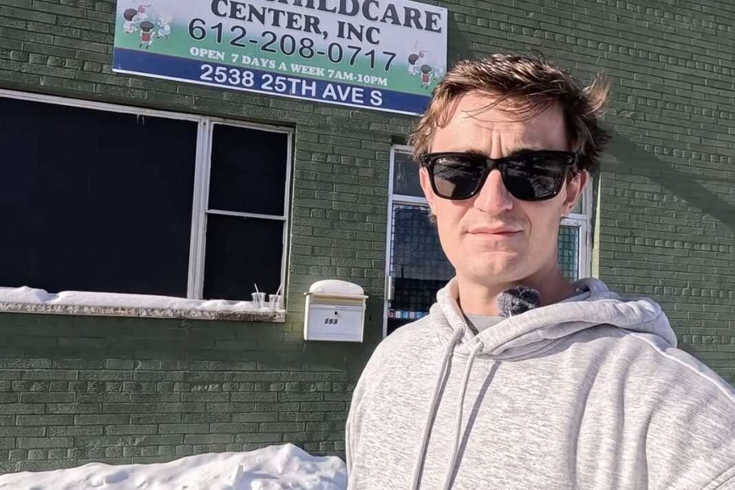 Nick Shirley outside child care center in Minnesota