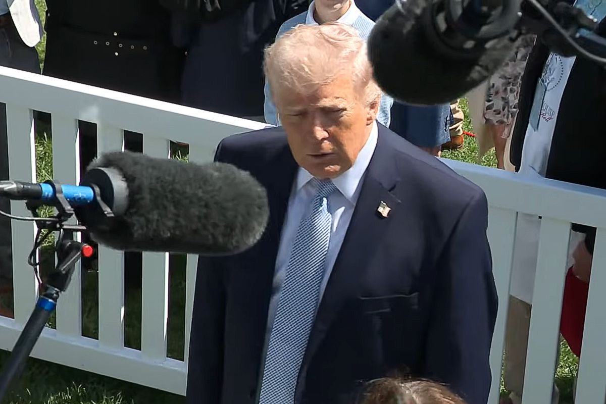 President Trump talks to press about Iran Cease-Fire at the 2026 White House Easter Egg Roll