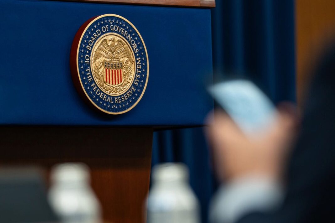 The Federal Reserve Board of Governors seal in Washington on Oct. 29, 2025.