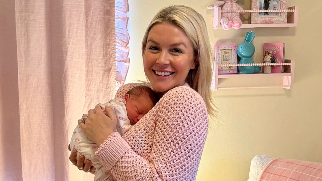 Karoline Leavitt and her new baby girl on May 7, 2026.
