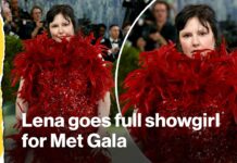 Prize Deep State Heifer Meghan McCain vs. ‘Body Shaming’ Lena Dunham goes full showgirl in red feathers and sequins on Met Gala 2026 red carpet
