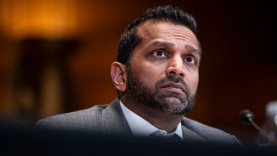FBI Director Kash Patel testifies on Capitol Hill in Washington on May 12, 2026.