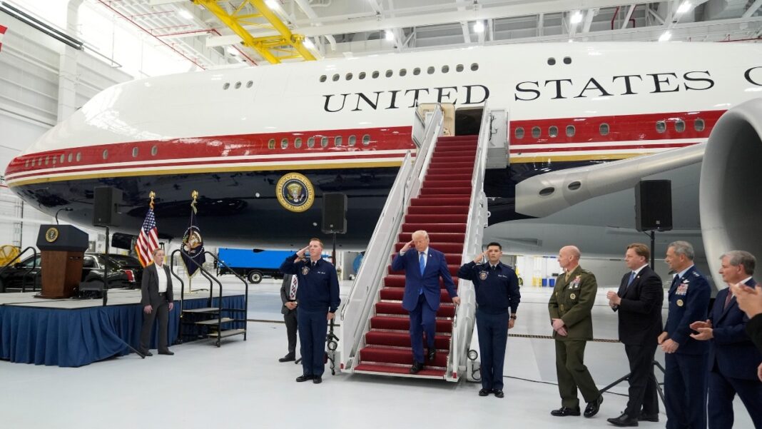 Trump unveils the new Air Force One, formerly Qatari-owned jumbo jet