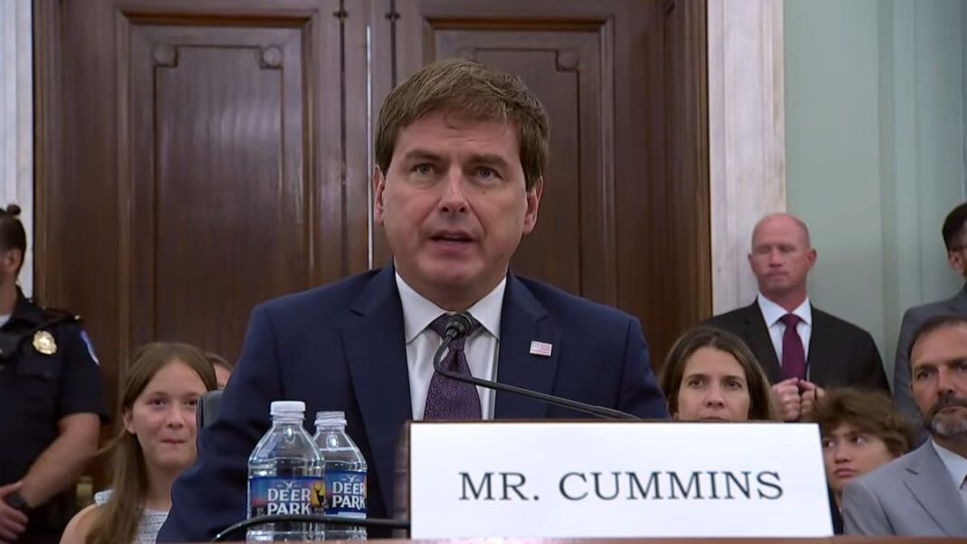 Nominee for TSA Administrator David Cummins testifies on July 16, 2026.