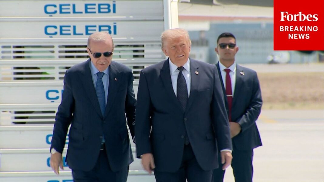 President Trump Arrives In Ankara, Turkey For A NATO Summit