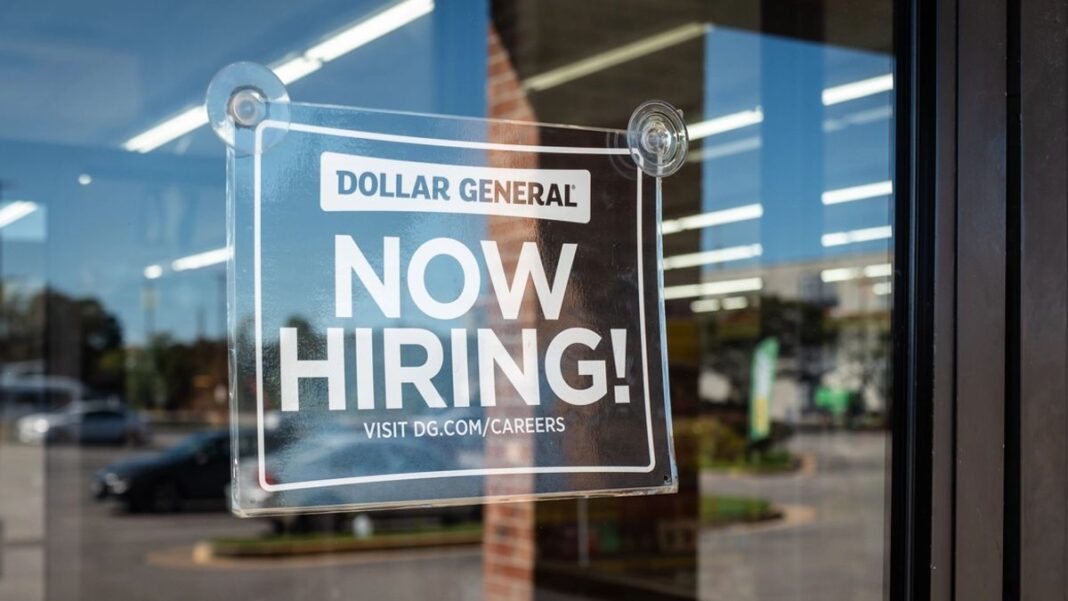 A hiring sign at a store in Norfolk, Va., on Oct. 5, 2025.
