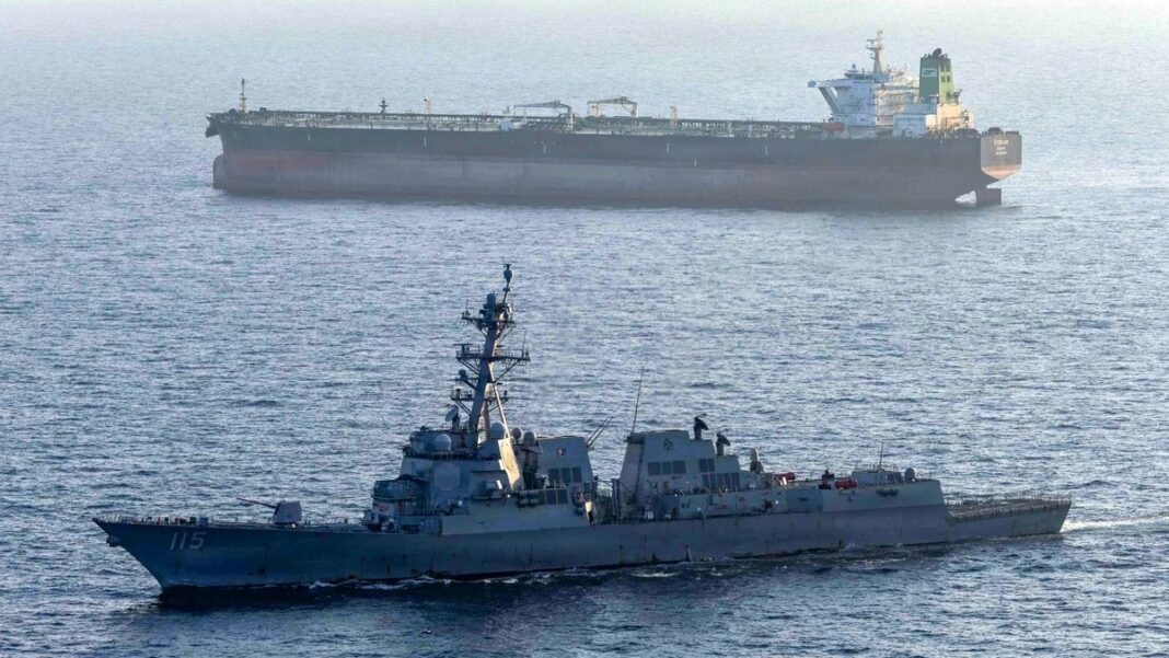 Ships in the Strait of Hormuz on April 26, 2026.