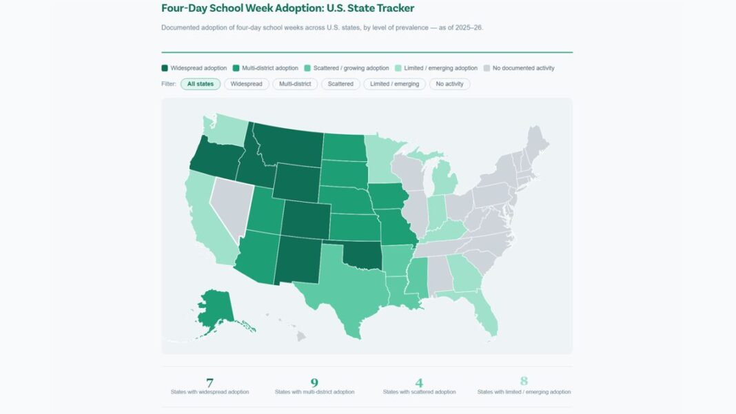Four-Day School Week Adoption: U.S. State Tracker